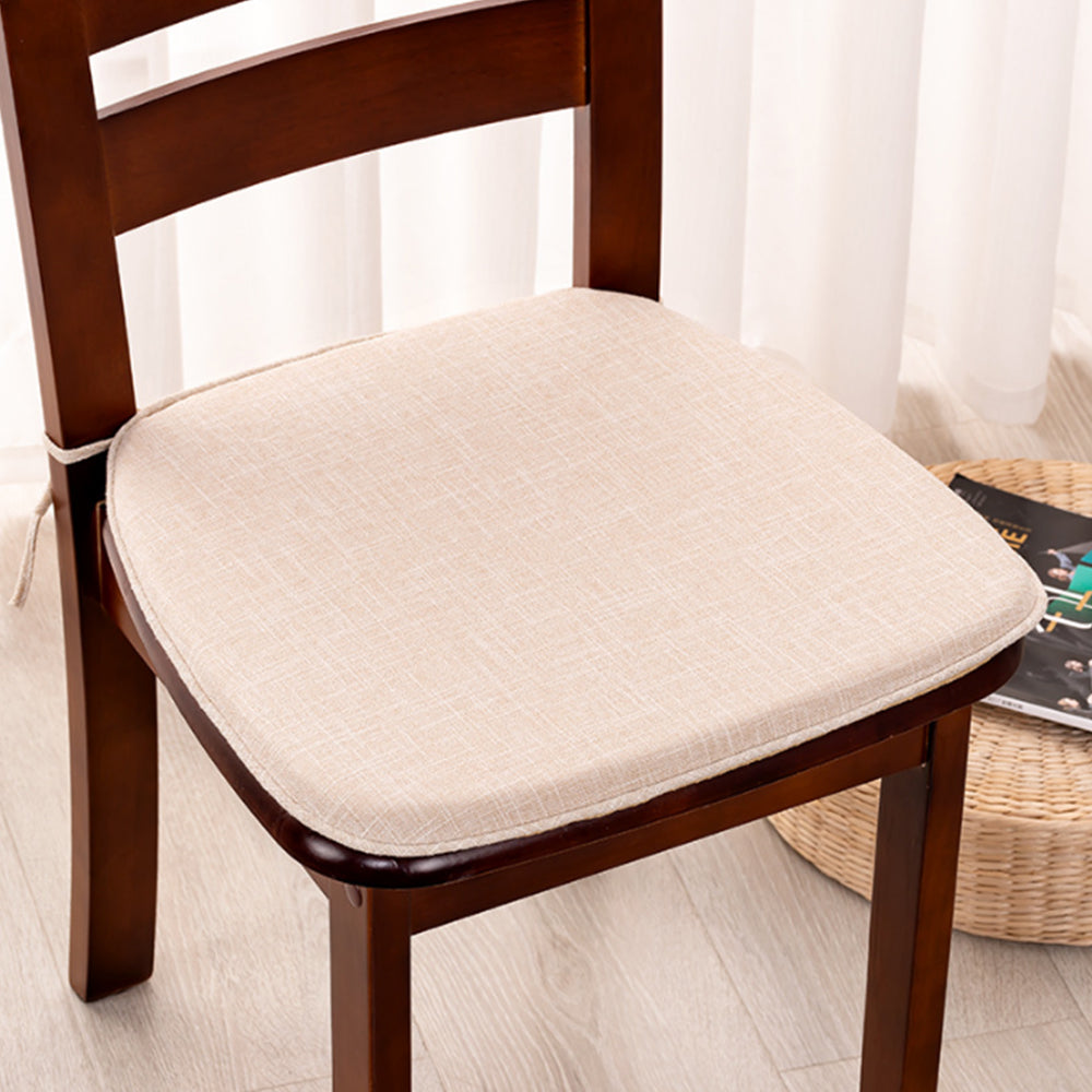 Hoof-Shape Chair Cushion With Ties For Dining Chair Non-Slip Cushion Pad Beige