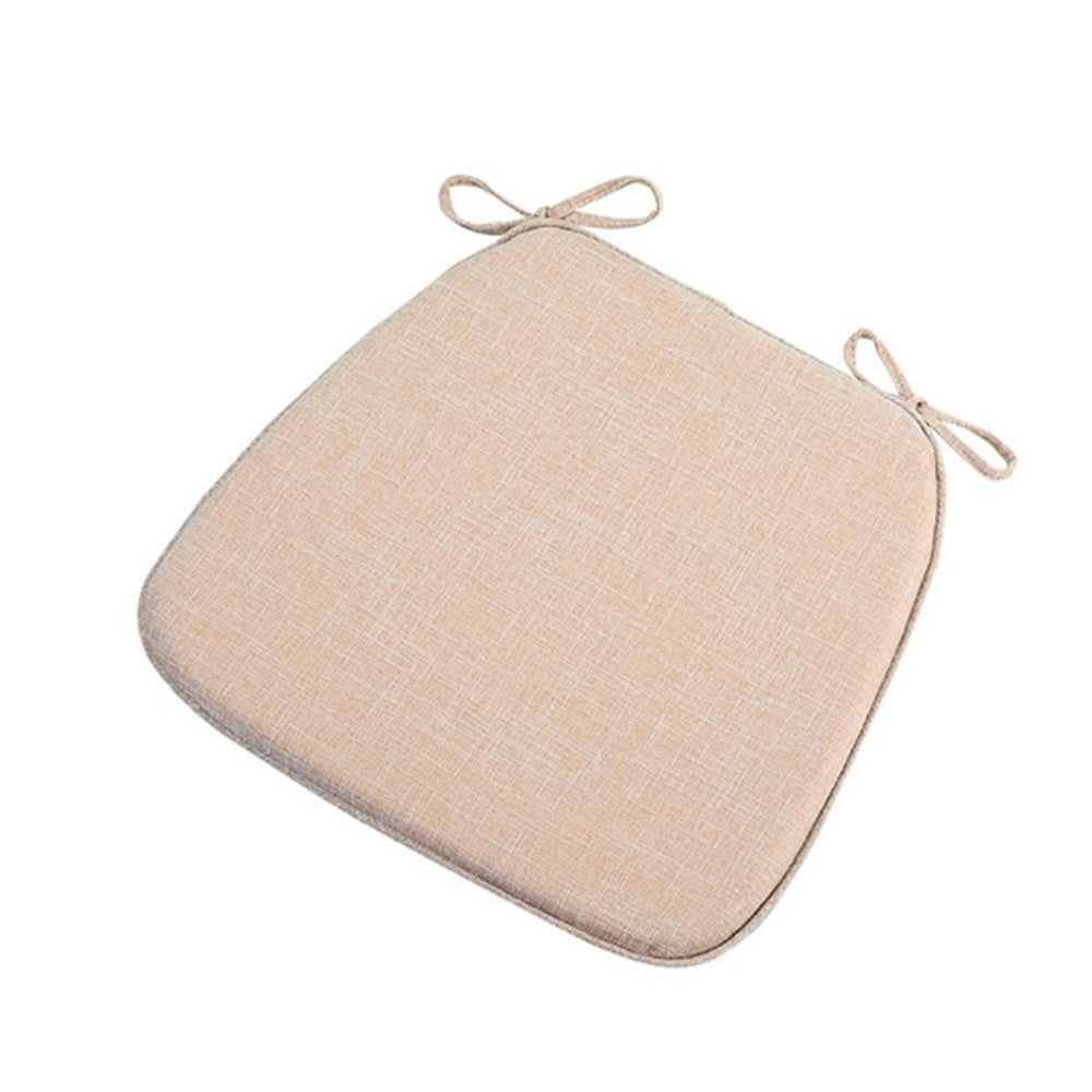 Hoof-Shape Chair Cushion With Ties For Dining Chair Non-Slip Cushion Pad Beige