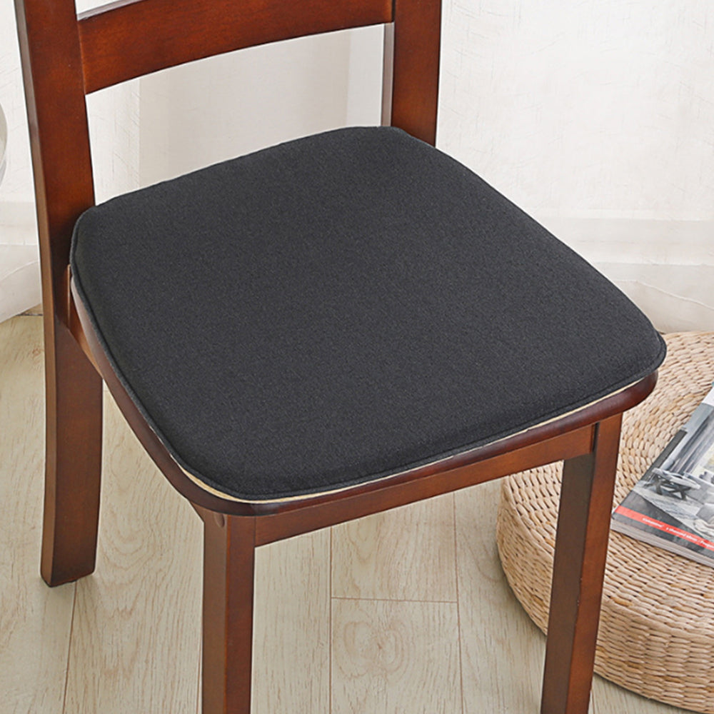 Hoof-Shape Chair Cushion With Ties For Dining Chair Non-Slip Cushion Pad Black
