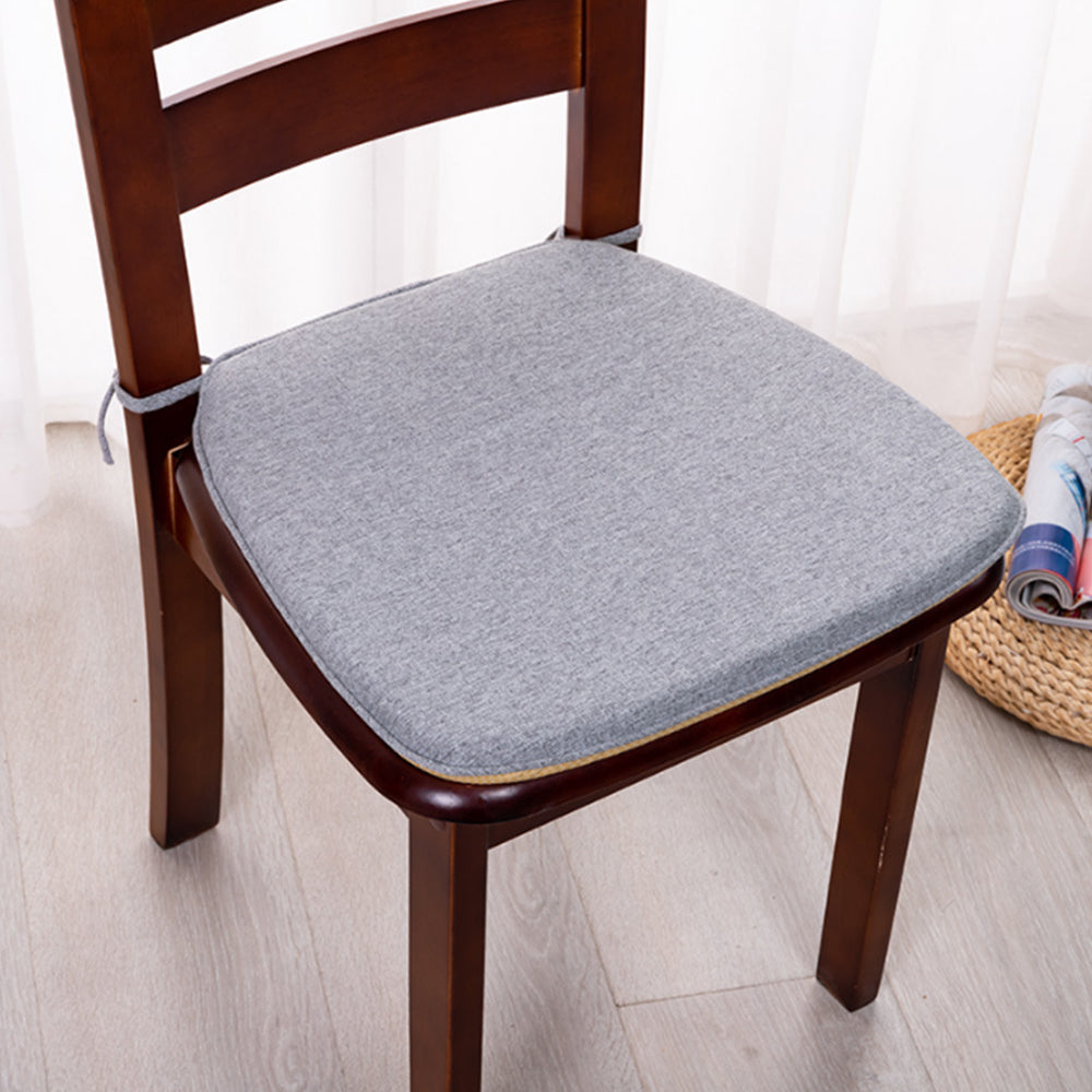 Hoof-Shape Chair Cushion With Ties For Dining Chair Non-Slip Cushion Pad Grey