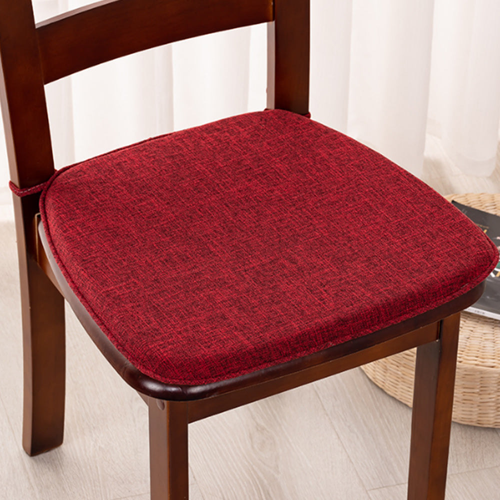 Hoof-Shape Chair Cushion With Ties For Dining Chair Non-Slip Cushion Pad Red