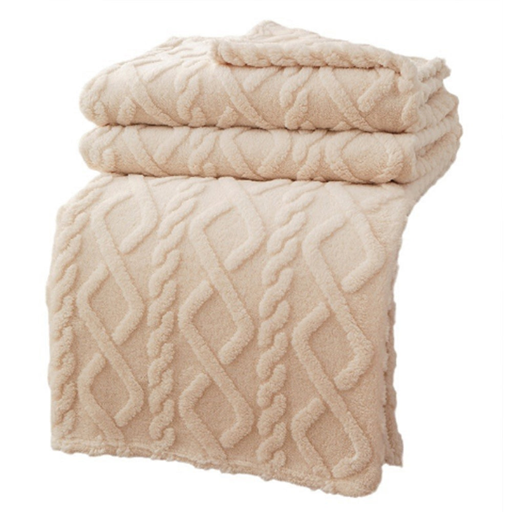 70x100cm Soft Reversible Plush Blanket Faux Fur Shaggy Throw Blanket Beige