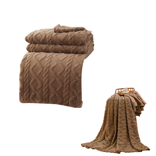 180x200cm Soft Reversible Plush Blanket Faux Fur Shaggy Throw Blanket Coffee