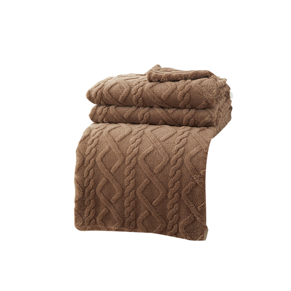 180x200cm Soft Reversible Plush Blanket Faux Fur Shaggy Throw Blanket Coffee