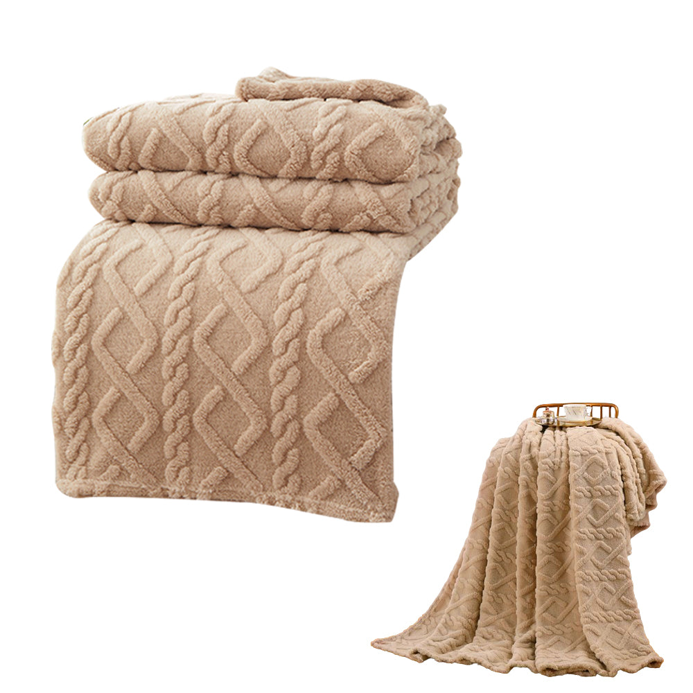 100x150cm Soft Reversible Plush Blanket Faux Fur Shaggy Throw Blanket Khaki