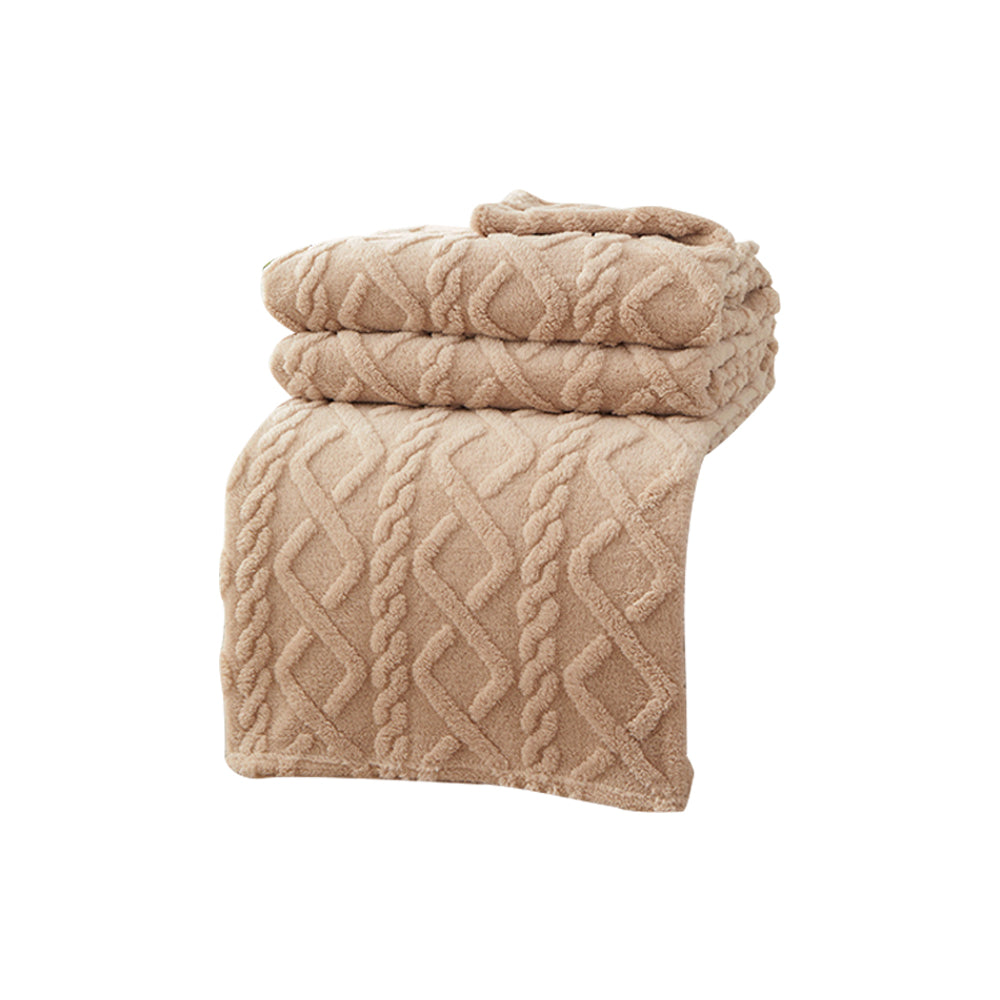 70x100cm Soft Reversible Plush Blanket Faux Fur Shaggy Throw Blanket Khaki