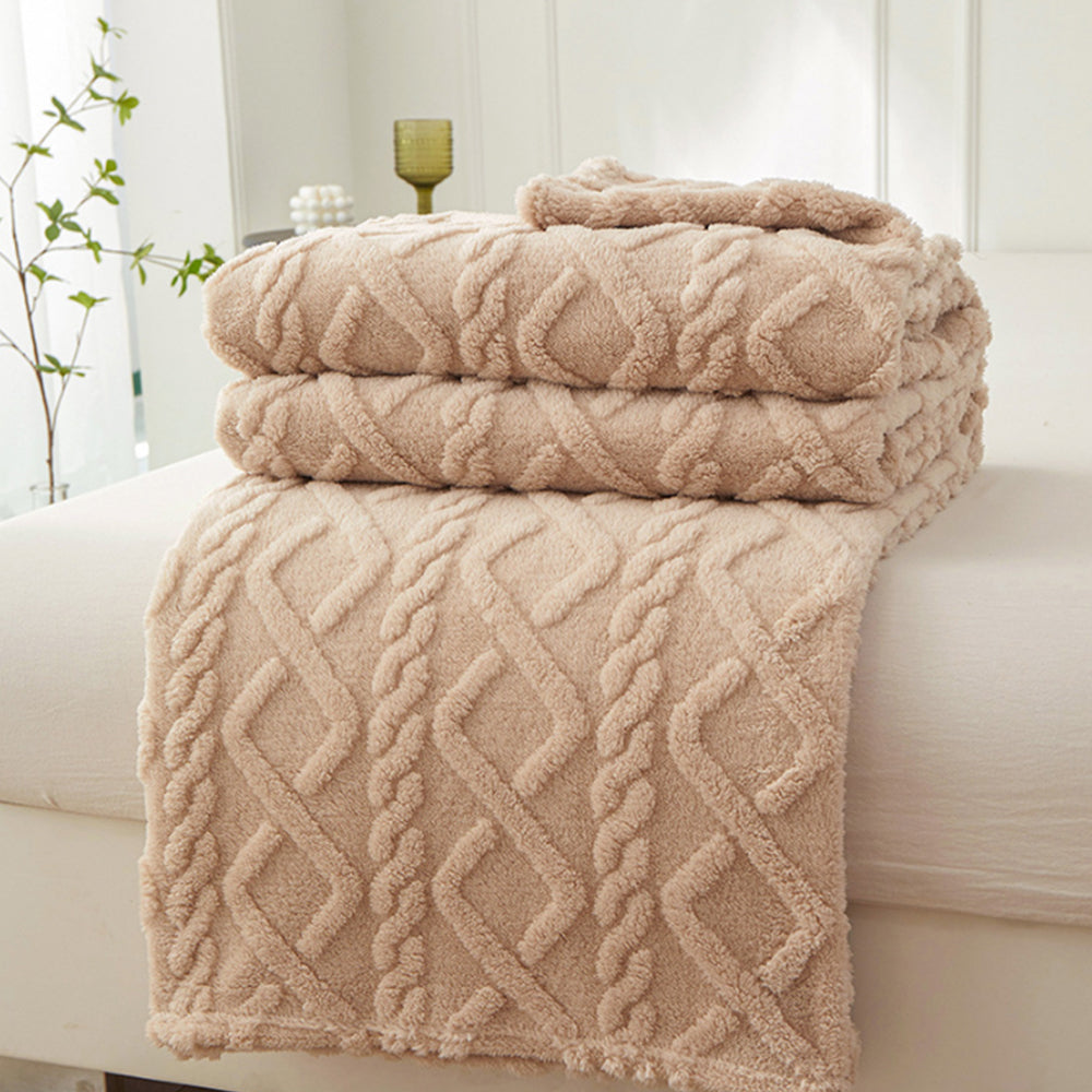 70x100cm Soft Reversible Plush Blanket Faux Fur Shaggy Throw Blanket Khaki