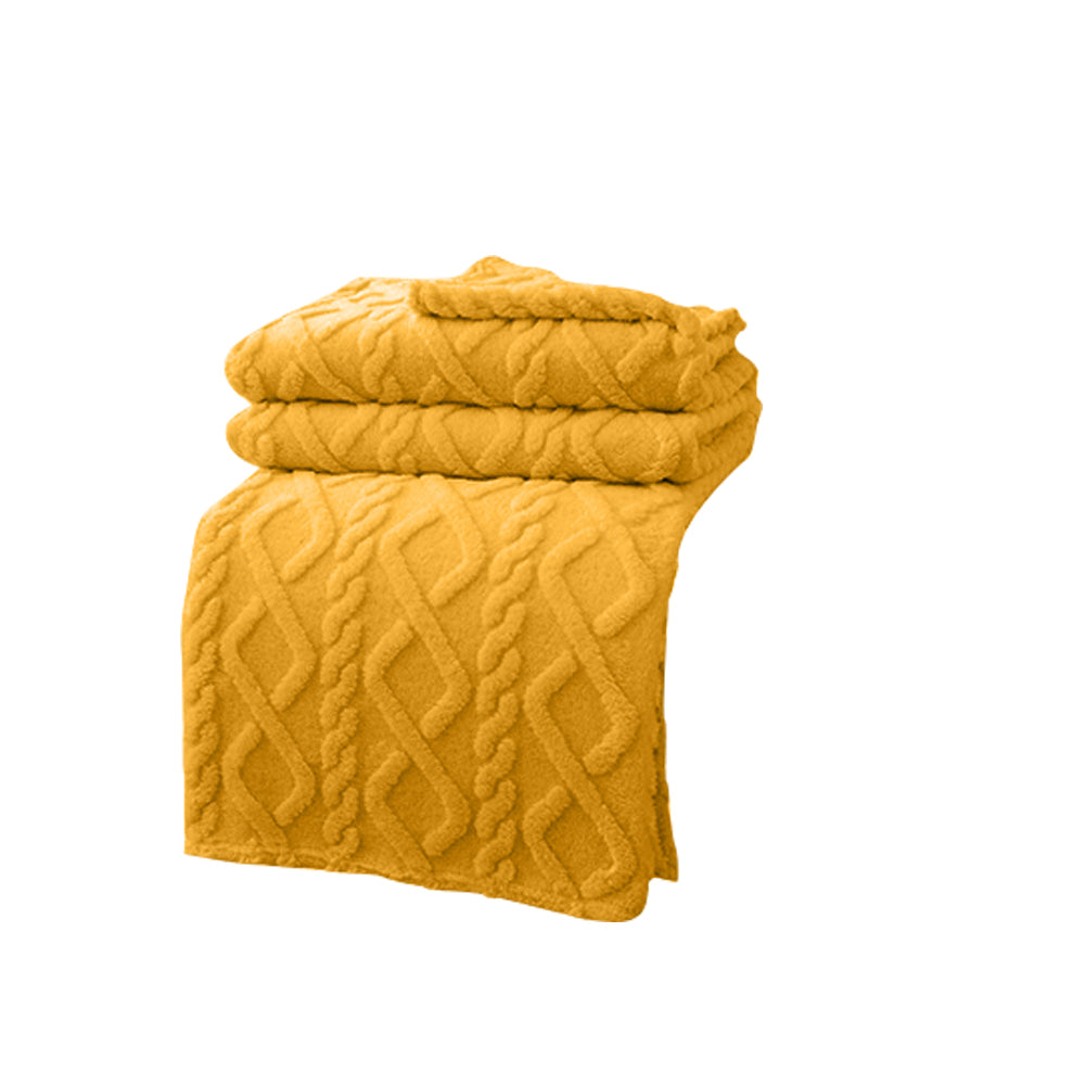 180x200cm Soft Reversible Plush Blanket Faux Fur Shaggy Throw Blanket Yellow
