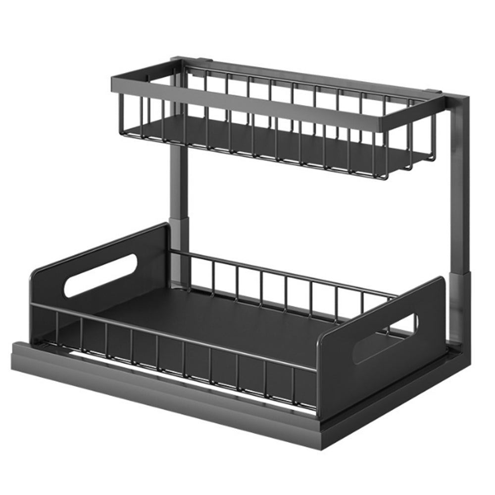 2-Tier Under Sink Organizer Storage Pull-out Sliding Drawer Cabinet Basket Rack