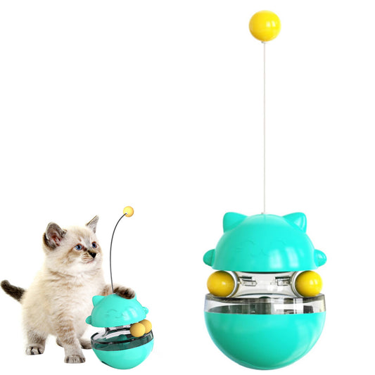 Cat Treat Dispenser Toy Ball Kitten Selfplay Interactive Tumbler Toy Cyan