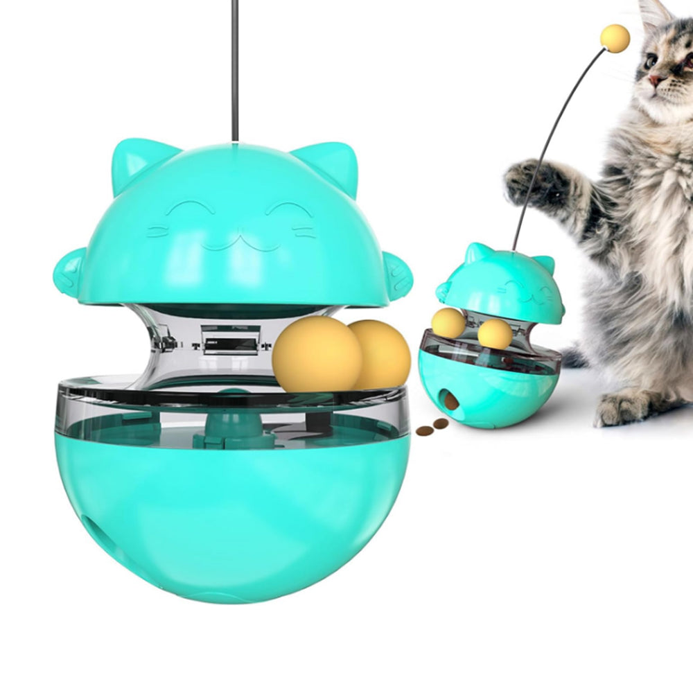 Cat Treat Dispenser Toy Ball Kitten Selfplay Interactive Tumbler Toy Cyan