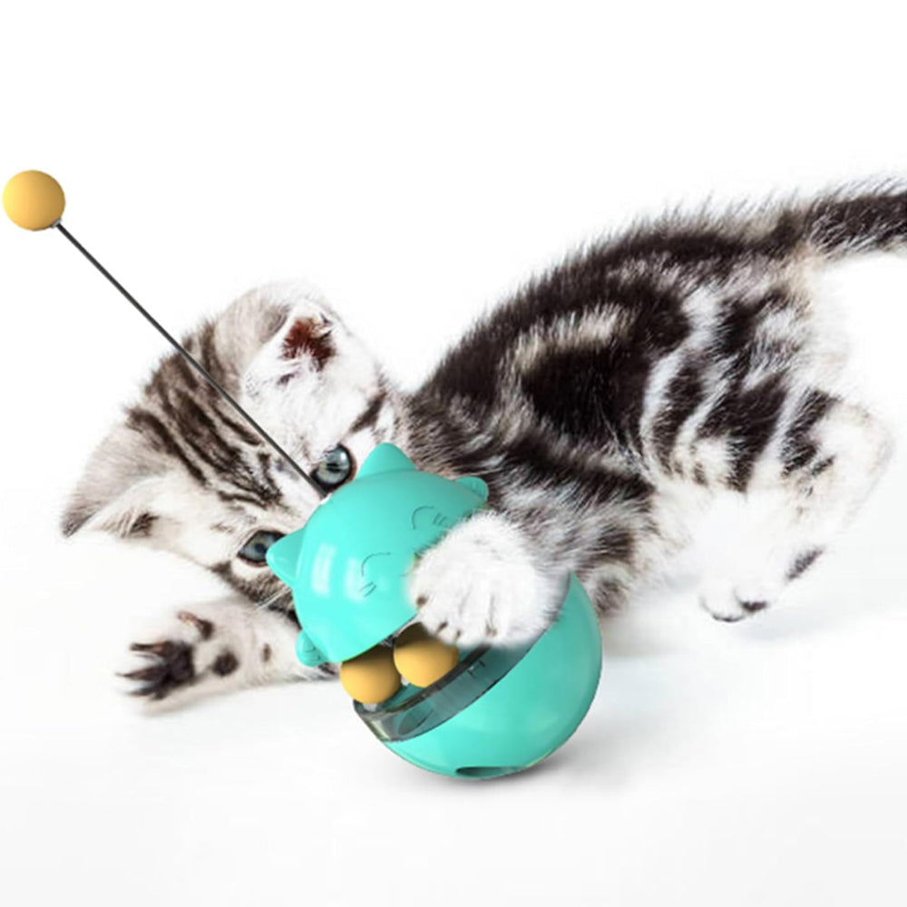 Cat Treat Dispenser Toy Ball Kitten Selfplay Interactive Tumbler Toy Cyan