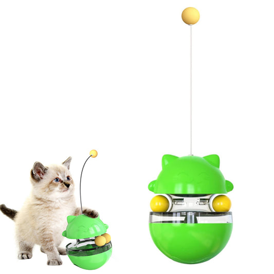 Cat Treat Dispenser Toy Ball Kitten Selfplay Interactive Tumbler Toy Green