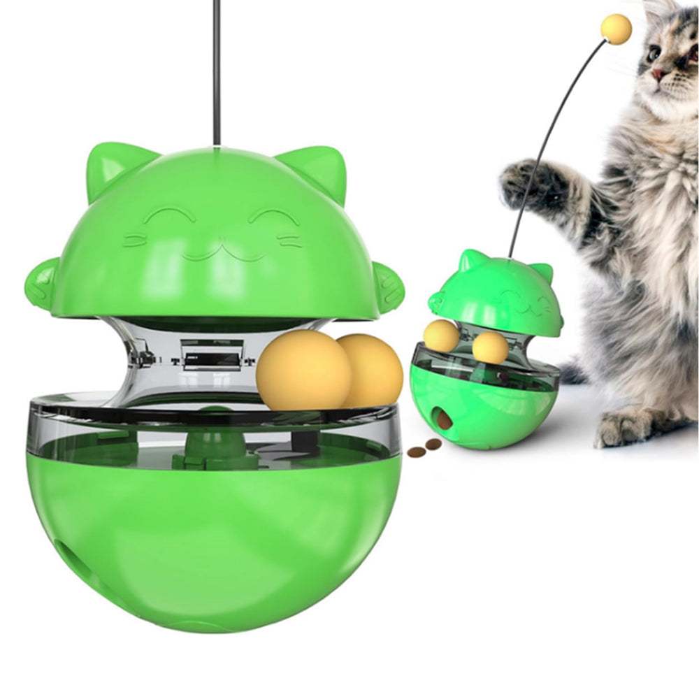 Cat Treat Dispenser Toy Ball Kitten Selfplay Interactive Tumbler Toy Green