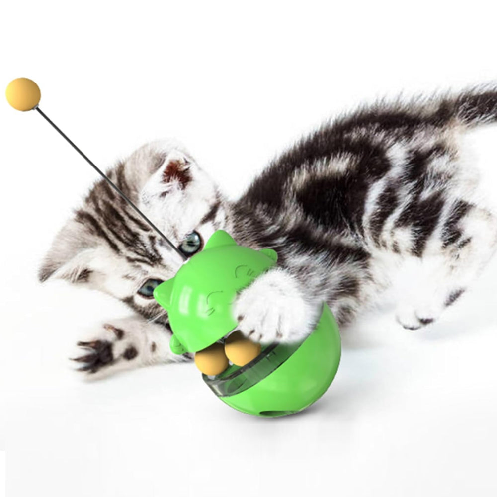 Cat Treat Dispenser Toy Ball Kitten Selfplay Interactive Tumbler Toy Green
