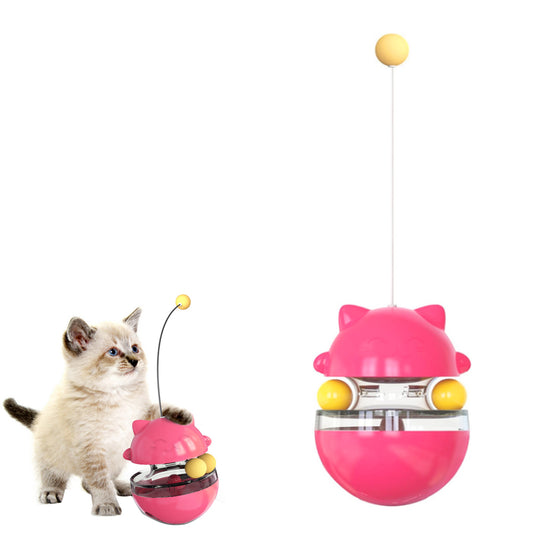 Cat Treat Dispenser Toy Ball Kitten Selfplay Interactive Tumbler Toy Red