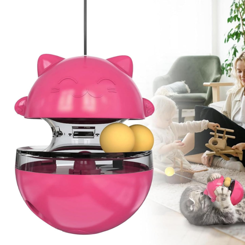 Cat Treat Dispenser Toy Ball Kitten Selfplay Interactive Tumbler Toy Red