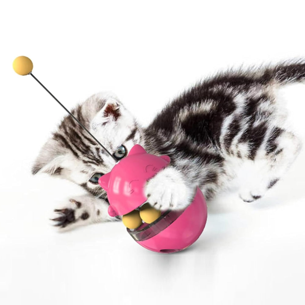 Cat Treat Dispenser Toy Ball Kitten Selfplay Interactive Tumbler Toy Red