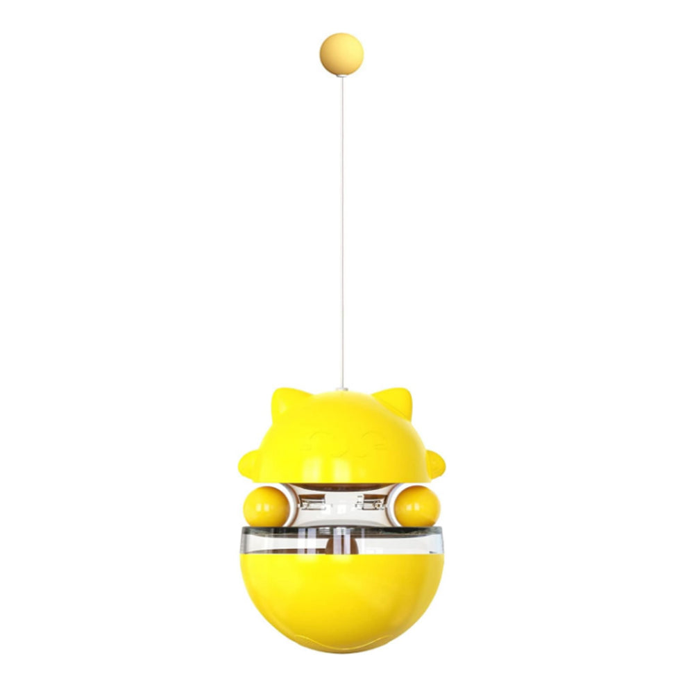 Cat Treat Dispenser Toy Ball Kitten Selfplay Interactive Tumbler Toy Yellow