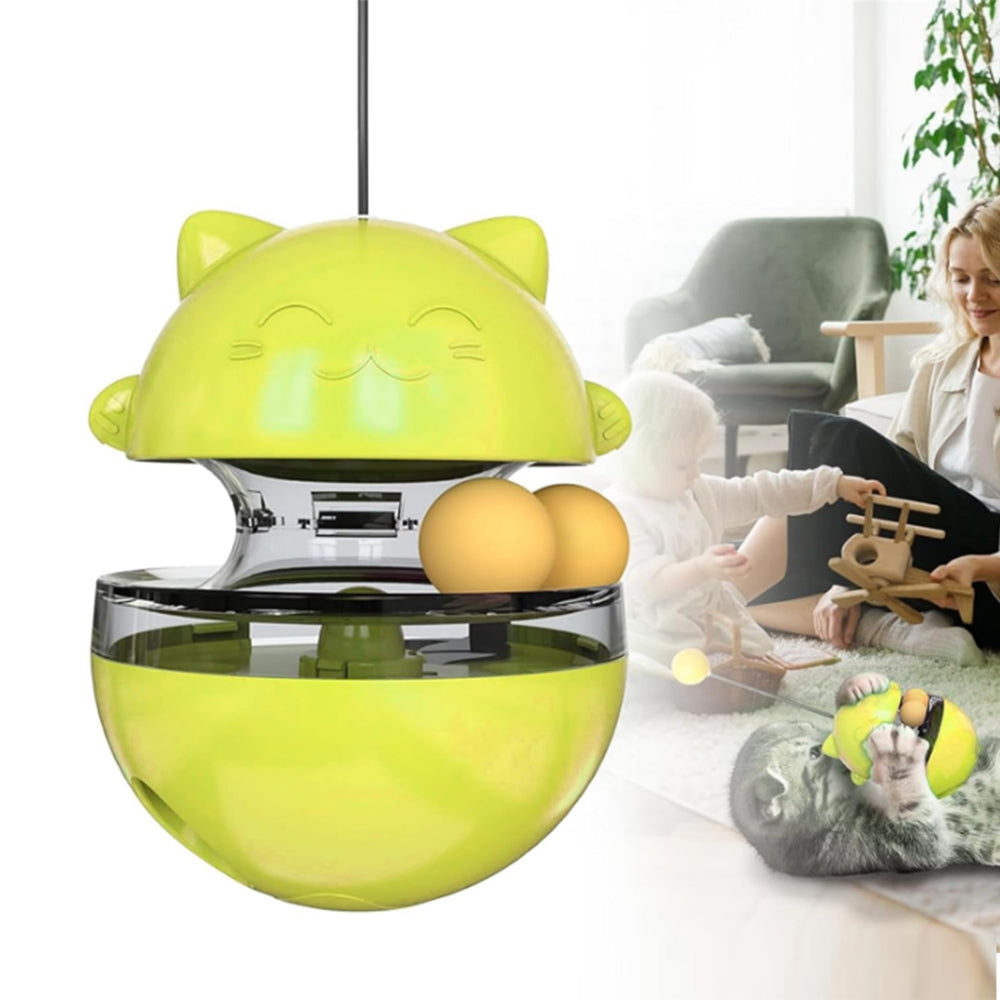Cat Treat Dispenser Toy Ball Kitten Selfplay Interactive Tumbler Toy Yellow