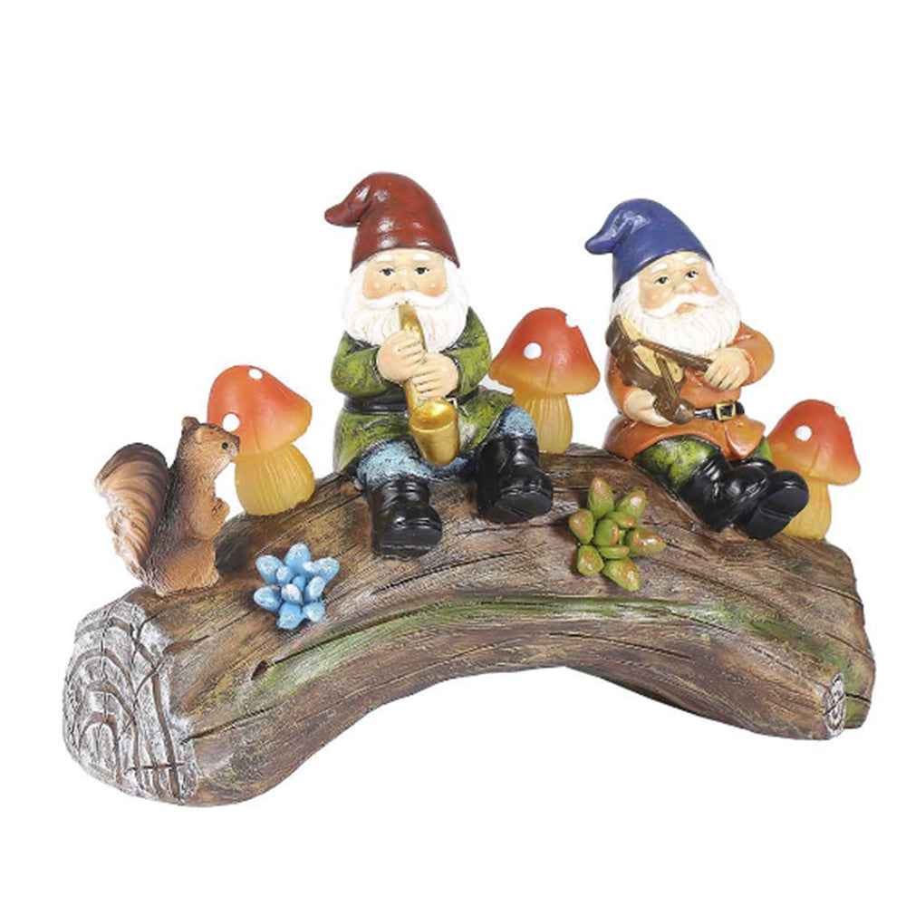 Garden Gnome Ornament Statue Solar Light Resin Elf Figurine Outdoor Decor