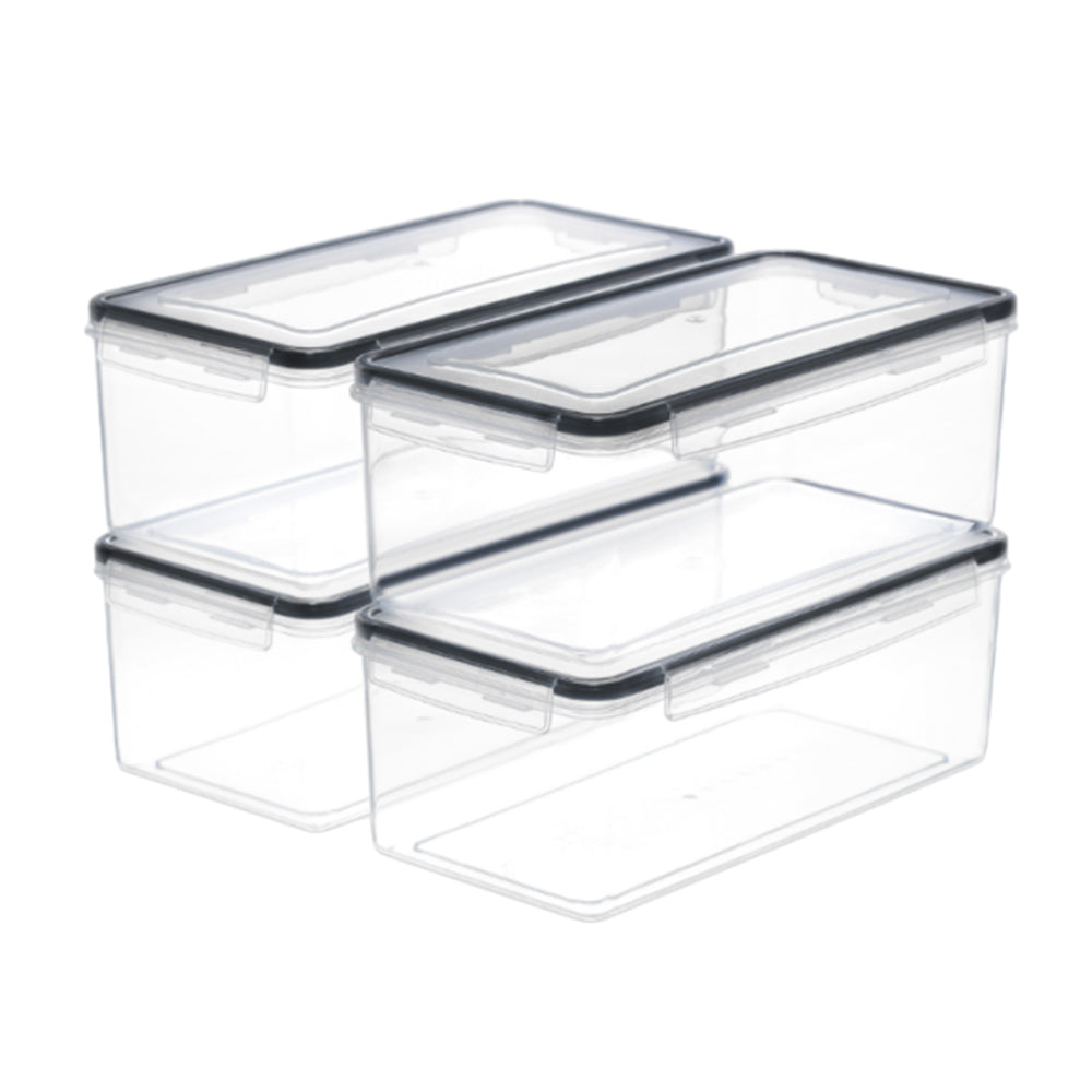 4Pack Food Container Storage Box Kitchen Airtight Square Food Storage Container