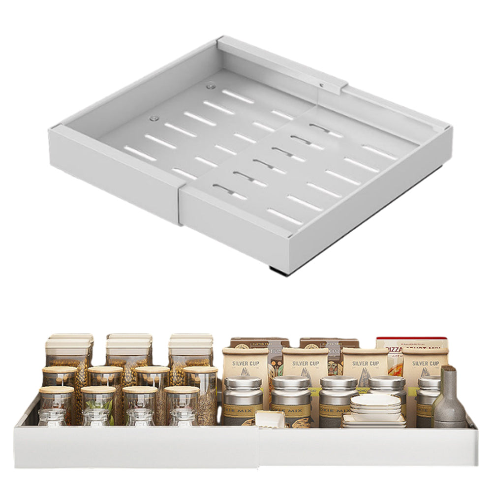 Pull Out Cabinet Organizer Expandable Drawer Storage Rack Slide Out Drawer White