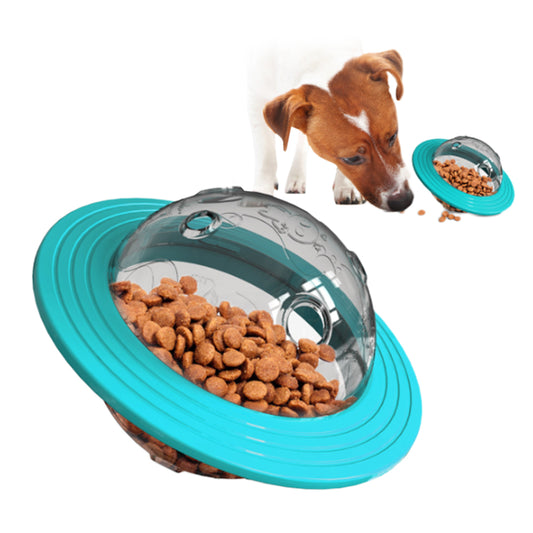 Pet Dog Cat Tumbler Treat Ball Feeder Food Dispenser Interactive Toy Cyan