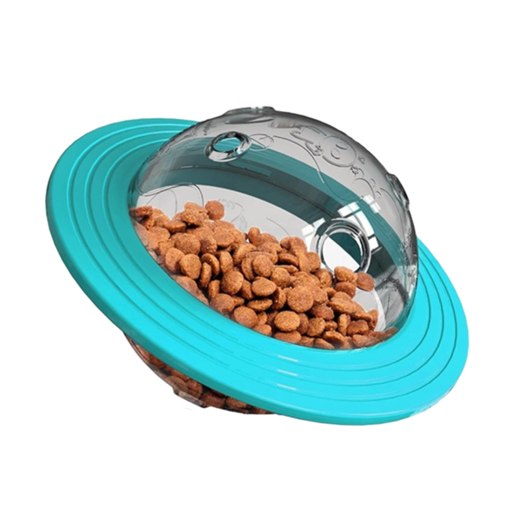 Pet Dog Cat Tumbler Treat Ball Feeder Food Dispenser Interactive Toy Cyan