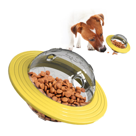 Pet Dog Cat Tumbler Treat Ball Feeder Food Dispenser Interactive Toy Yellow