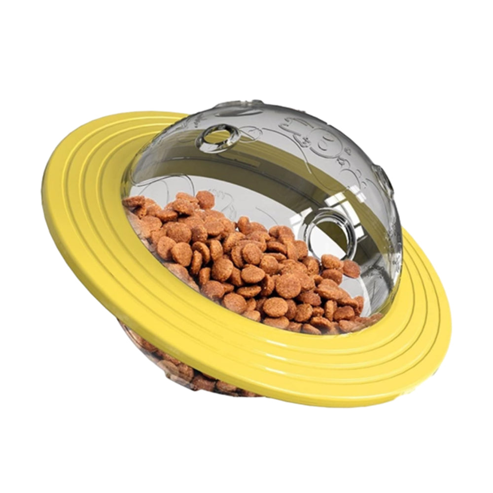 Pet Dog Cat Tumbler Treat Ball Feeder Food Dispenser Interactive Toy Yellow