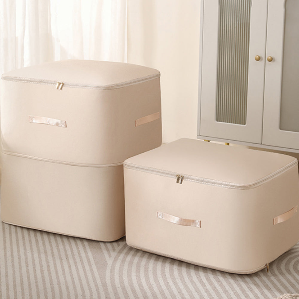 Ultra Space Saving Self Compression Organizer Heavy Duty Moving Bag Beige L