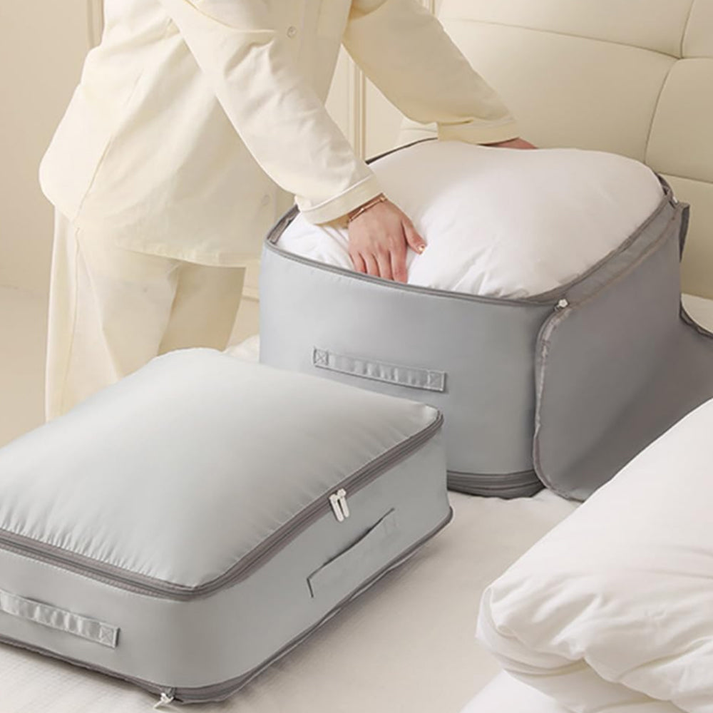 Ultra Space Saving Self Compression Organizer Heavy Duty Moving Bag Grey L