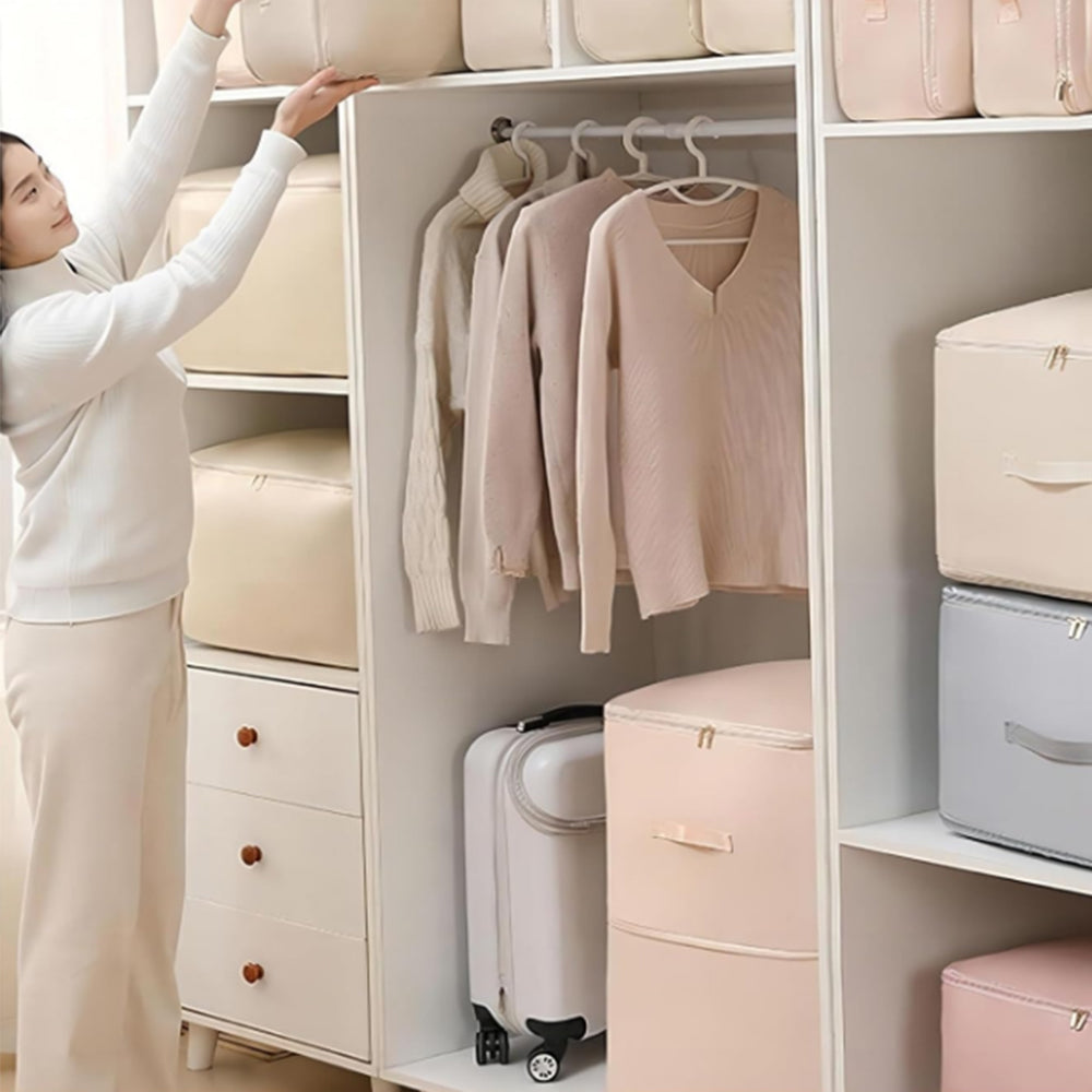 Ultra Space Saving Self Compression Organizer Heavy Duty Moving Bag LightPink XL