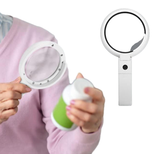 Magnifying Glass with LED Light and Stand Handheld Foldable Magnifier