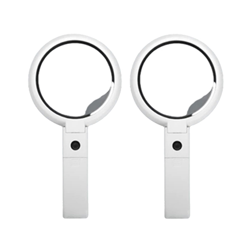 2Pcs Magnifying Glass with LED Light and Stand Handheld Foldable Magnifier