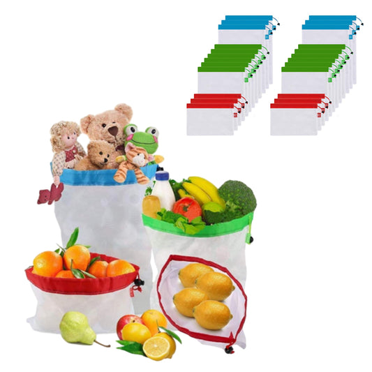 24Pcs Reusable Produce Mesh Bags for Grocery Shopping Fruit Vegetable