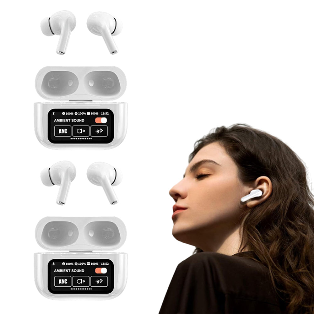 2Pcs Smart LCD Touch Screen Bluetooth Headset ANC Wireless Headphone Earbud