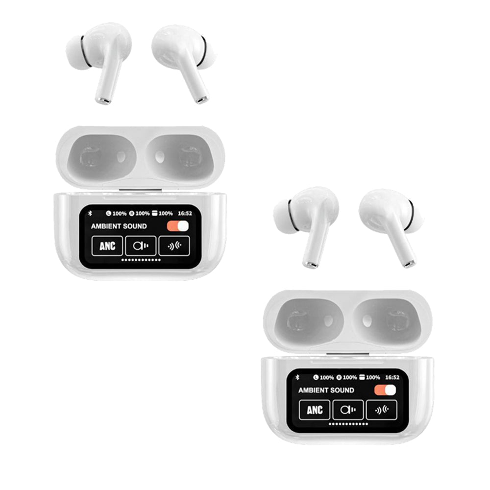 2Pcs Smart LCD Touch Screen Bluetooth Headset ANC Wireless Headphone Earbud
