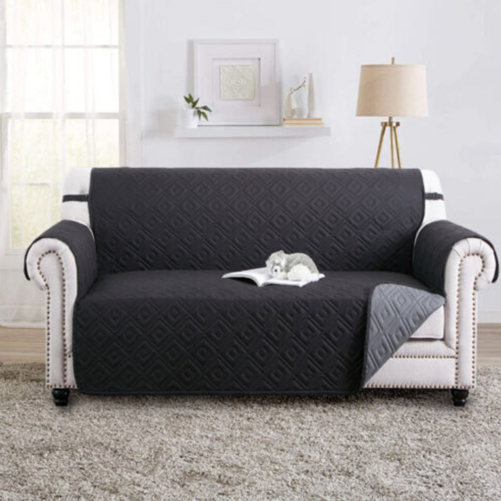 Sofa Cover Couch Protector Two-Person Seat Reversible Pet Slipcover Black