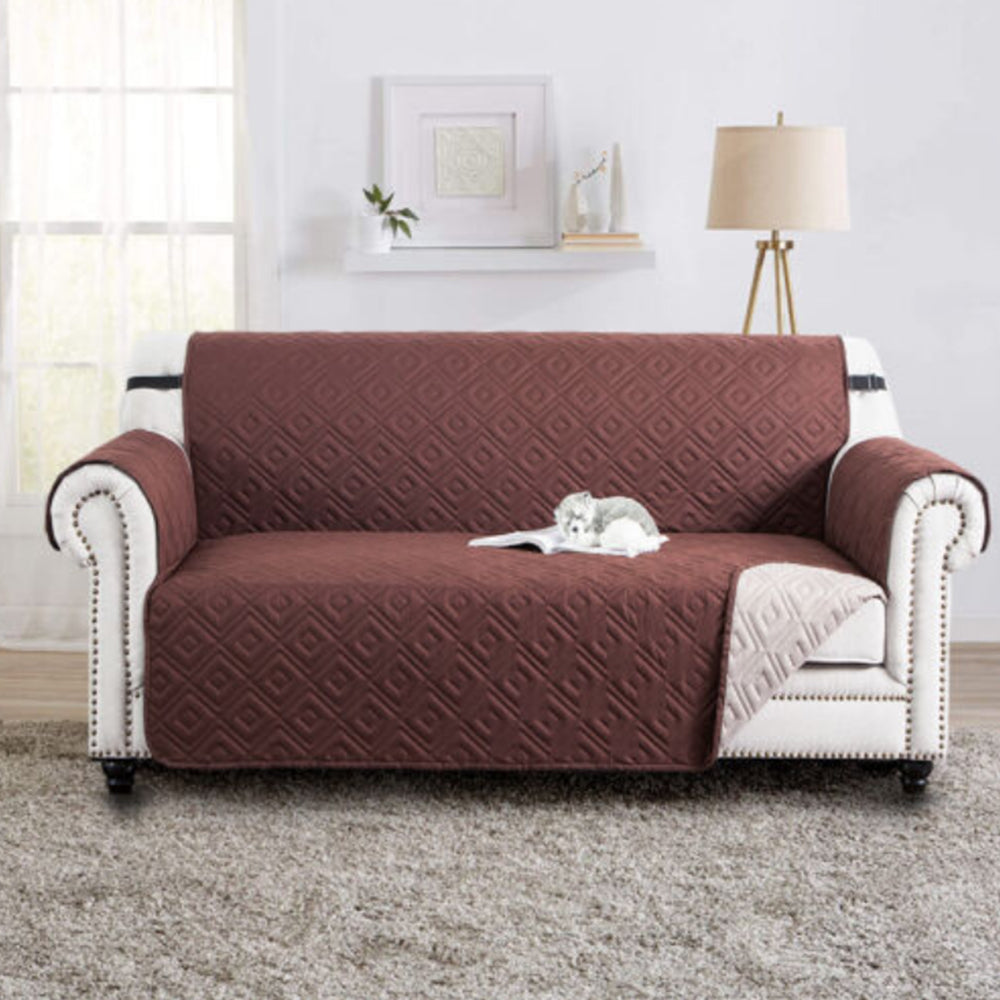 Sofa Cover Couch Protector Two-Person Seat Reversible Pet Slipcover Brown