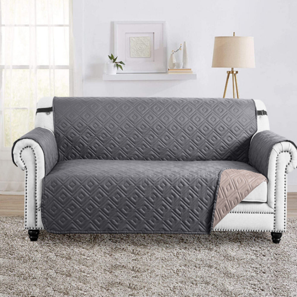 Sofa Cover Couch Protector Three-Person Seat Reversible Pet Slipcover Grey