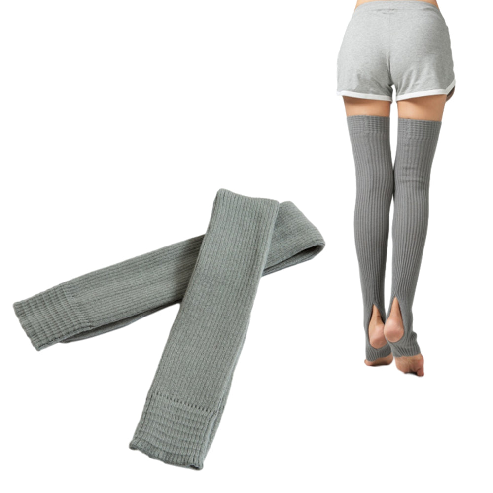 Women Knitted Boot Socks Over Knee Thigh High Stocking Leg Warmers Light Grey