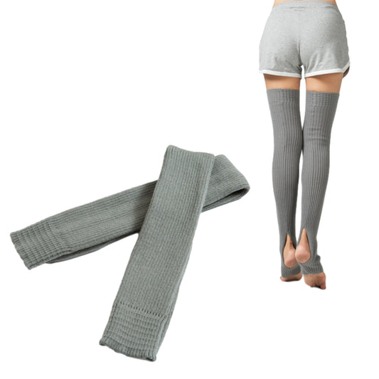 Women Knitted Boot Socks Over Knee Thigh High Stocking Leg Warmers Light Grey