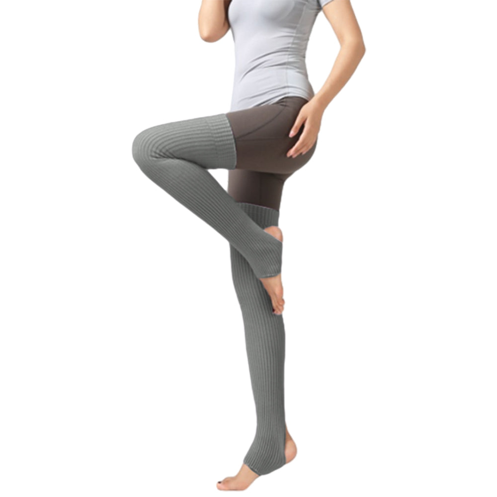 Women Knitted Boot Socks Over Knee Thigh High Stocking Leg Warmers Light Grey