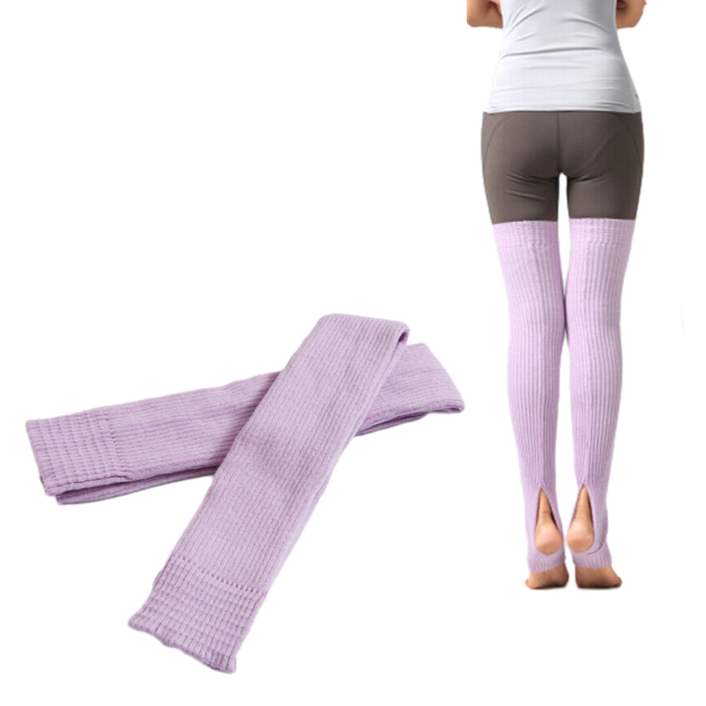 Women Knitted Boot Socks Over Knee Thigh High Stocking Leg Warmers Light Purple
