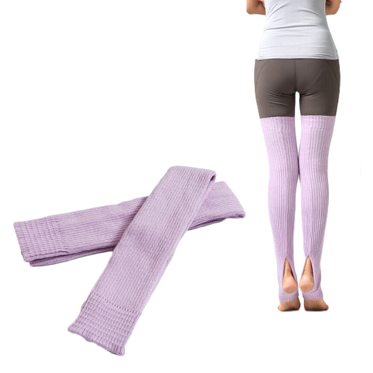 Women Knitted Boot Socks Over Knee Thigh High Stocking Leg Warmers Light Purple