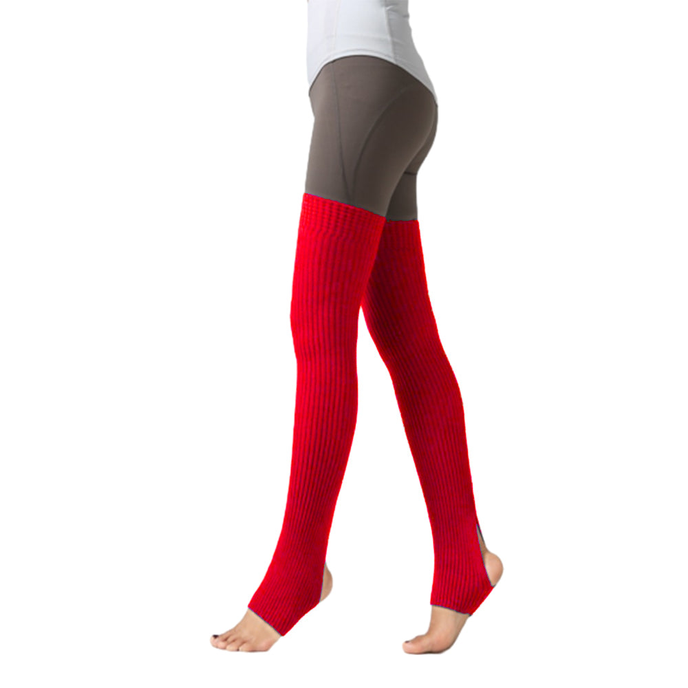 Women Knitted Boot Socks Over Knee Thigh High Stocking Leg Warmers Red