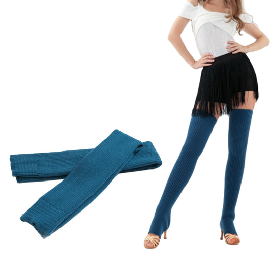 Women Knitted Boot Socks Over Knee Thigh High Stocking Leg Warmers Turquoise