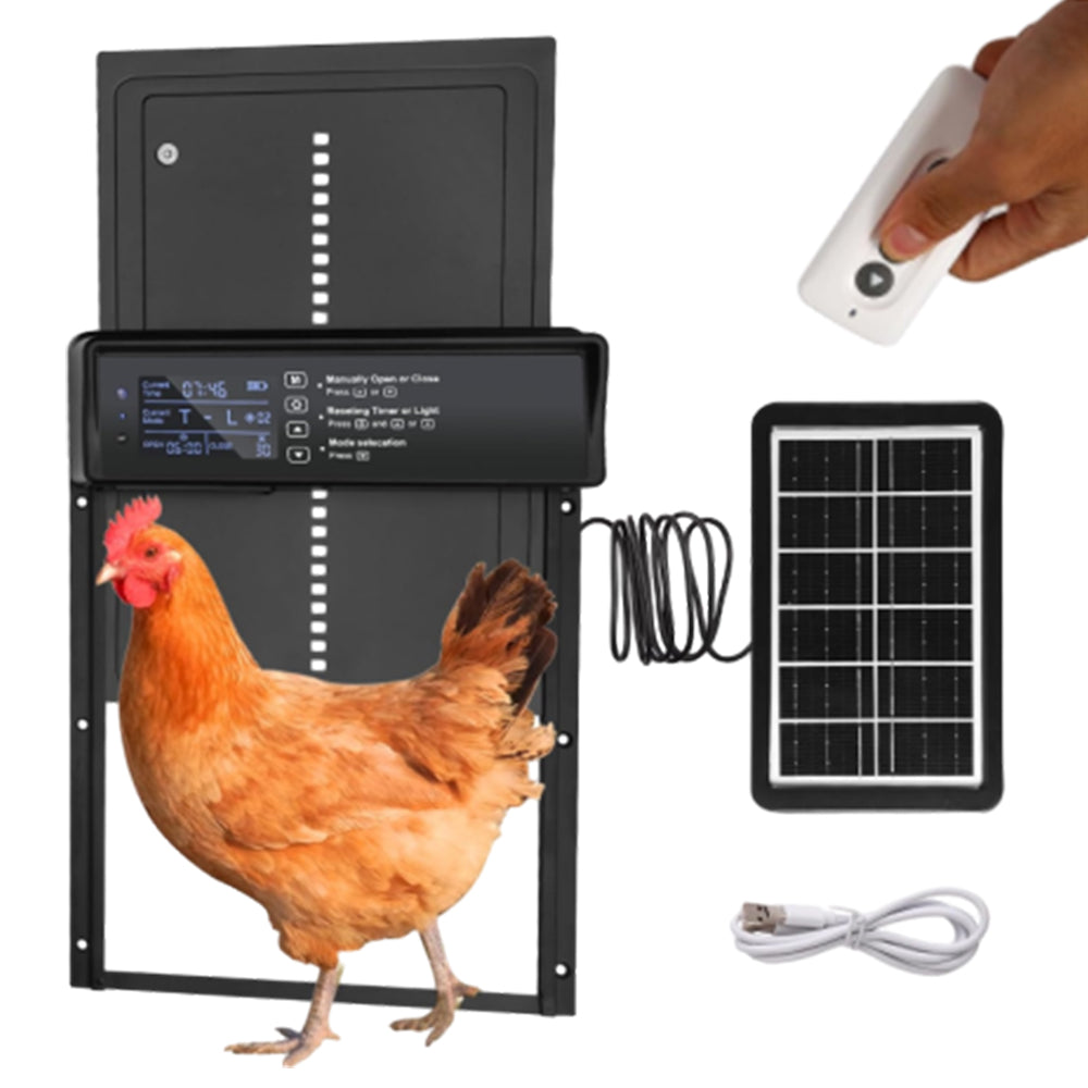 Solar Automatic Chicken Coop Door Opener Cage Closer with Timer Light Sensor